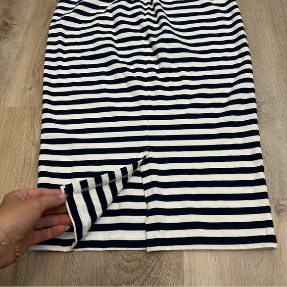 NWT J. Crew Navy and White Striped Midi Pencil Skirt - Picture 5 of 9